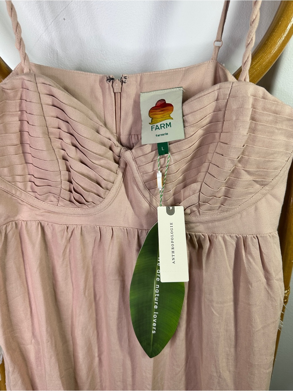 NWT Farm Rio Linen Blend Pleated Colorblock Dress sz L - Picture 10 of 10